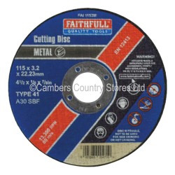 Faithfull Cutting Disc Metal 115mm x 3.2mm x 22mm